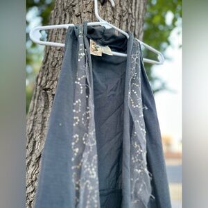 L8teR Y2K Vintage Gray Vest with Sequins Accents